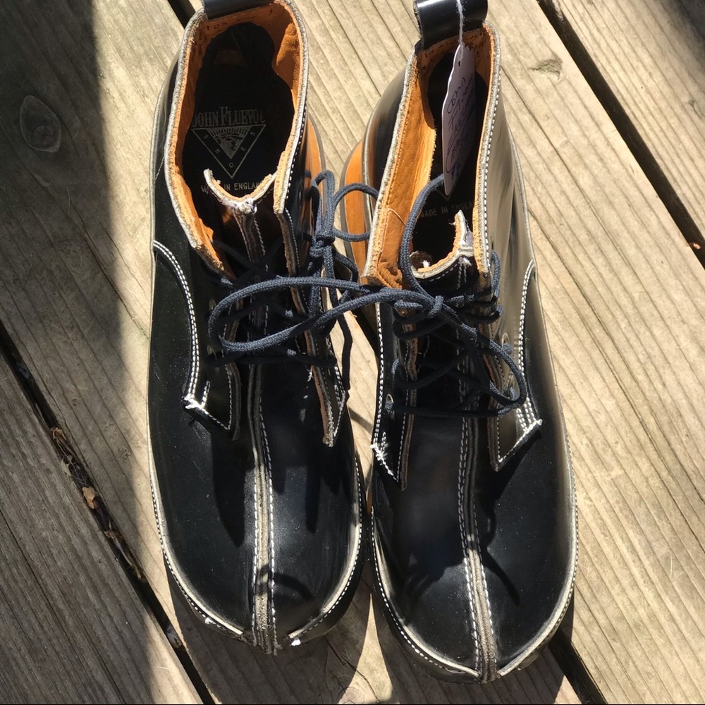 John Fluevog tie heel boots goth Sz 5 - Picture 3 of 14